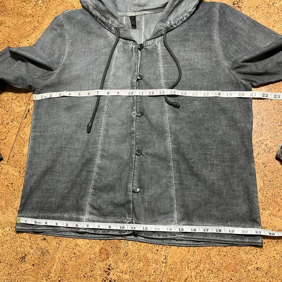 Inizio Lightweight Cotton Button Down Hooded Jacket In Charcoal Sz M - Picture 10 of 11